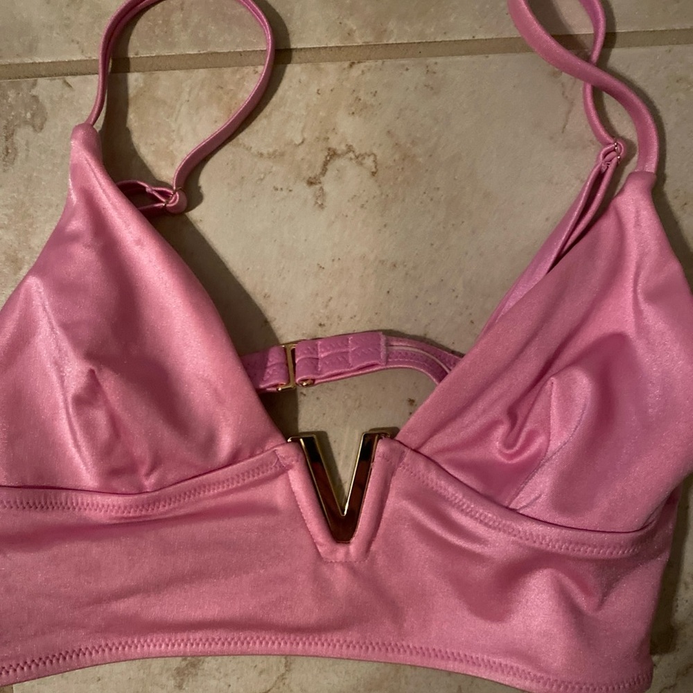 Victoria's Secret Pink Bikini Top V-Hardware and Adjustable Straps